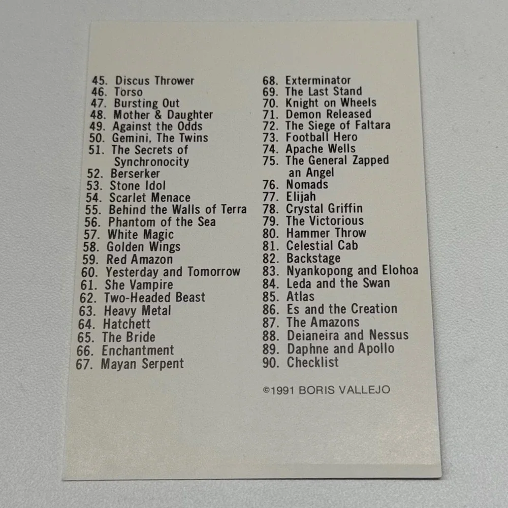 1991 Boris Vallejo Series 1 Trading Card Set 1-90 Comic Images Fantasy Art